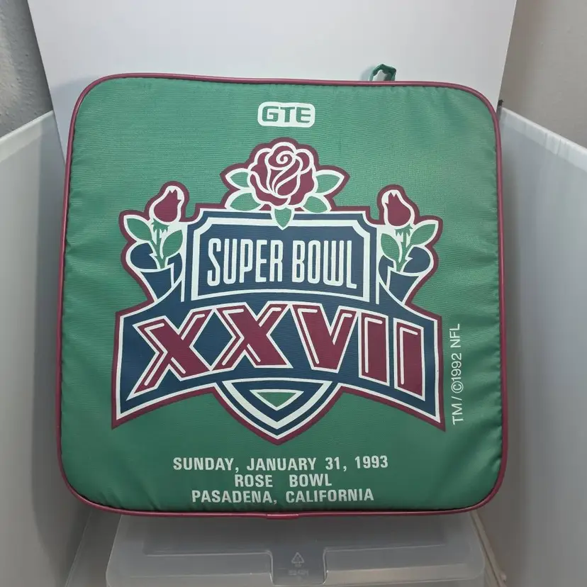 Vintage Super Bowl XXVII Seat Cushion Bills Cowboys Rose Bowl 1993