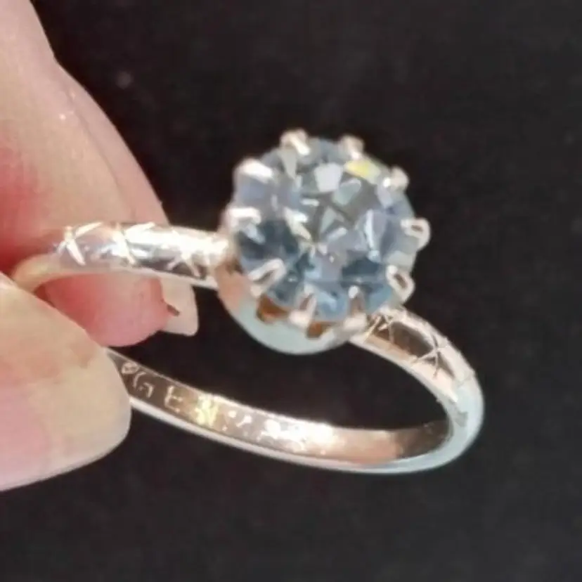 Vintage Blue Gemstone Gold Ring, Marked Germany