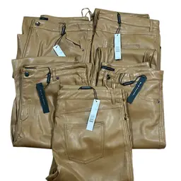 LOT OF 5 NWT Elie Tahari Womens Vegan Leather Pants, Desert, Size 14, $1,325 MSRP