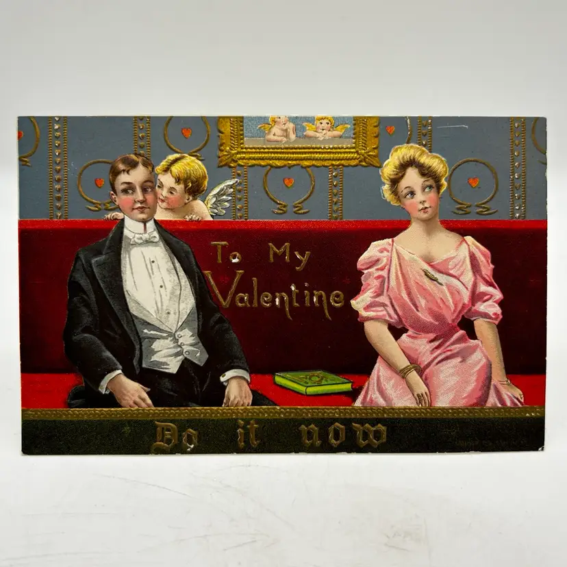 Antique Embossed Postcard To My Valentine - Angel “Do It Now” Unposted