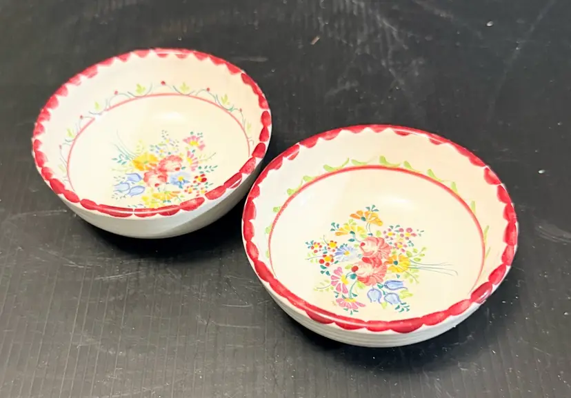 Vintage Gmundner Keramik Austria Handpainted Bouquet Of Flowers 3” Bowl Pottery