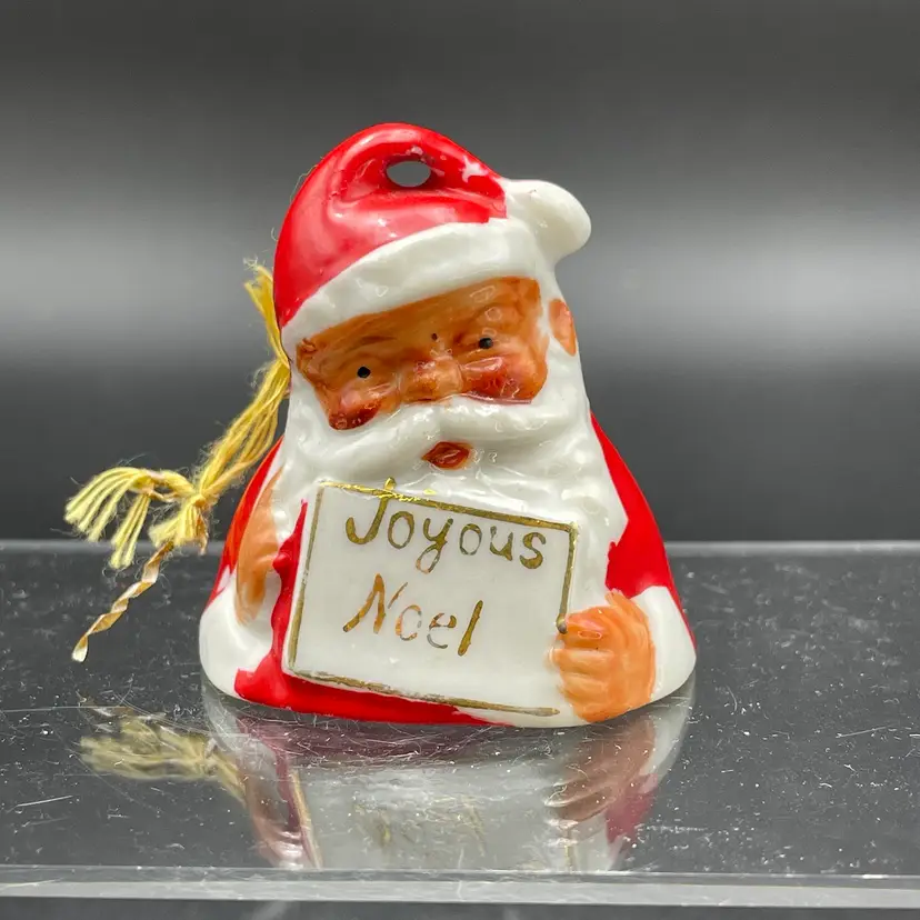 Ardalt Porcelain Miniature Santa Bell Hanging Christmas Ornament Kitsch Kitschy