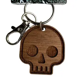 New Wooden Skull Engraved Keychain