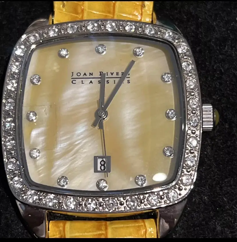 Vintage Joan Rivers Classics yellow crystal watch Estate Piece