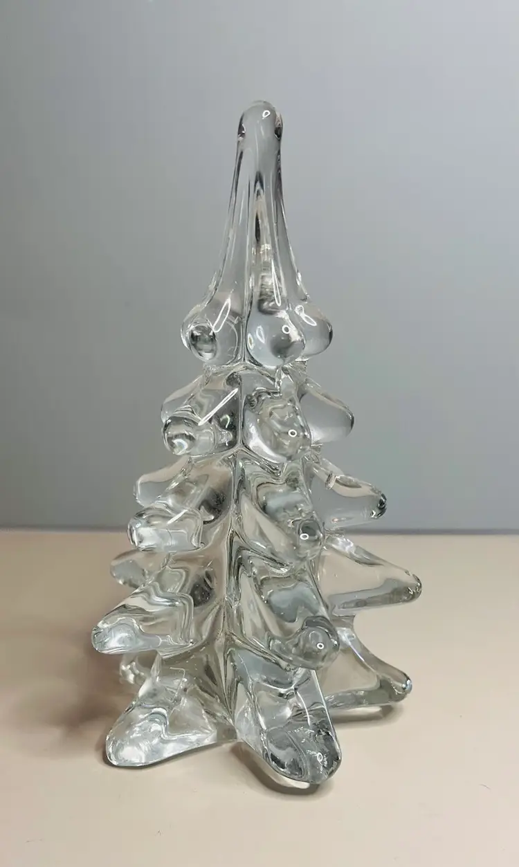 Vintage Sylvestri 5” Clear Glass Christmas Tree Taiwan Sticker