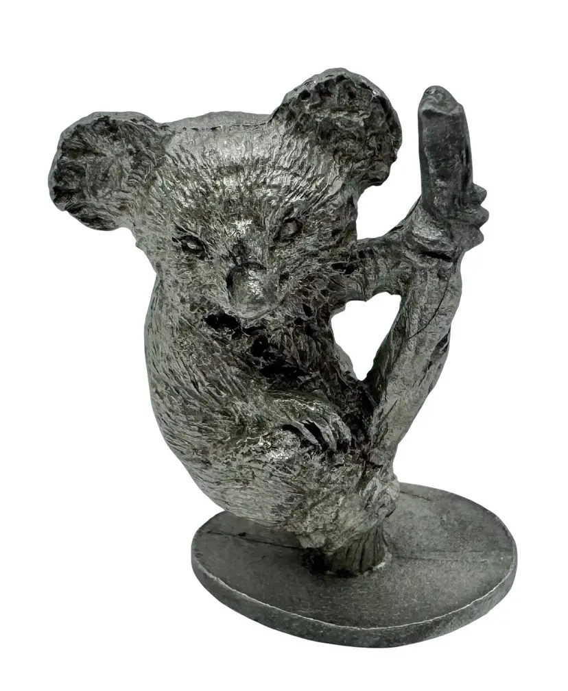 Vintage Spoontiques Pewter Koala on Branch Figurine Silver Tone 1978 P91 1.5”