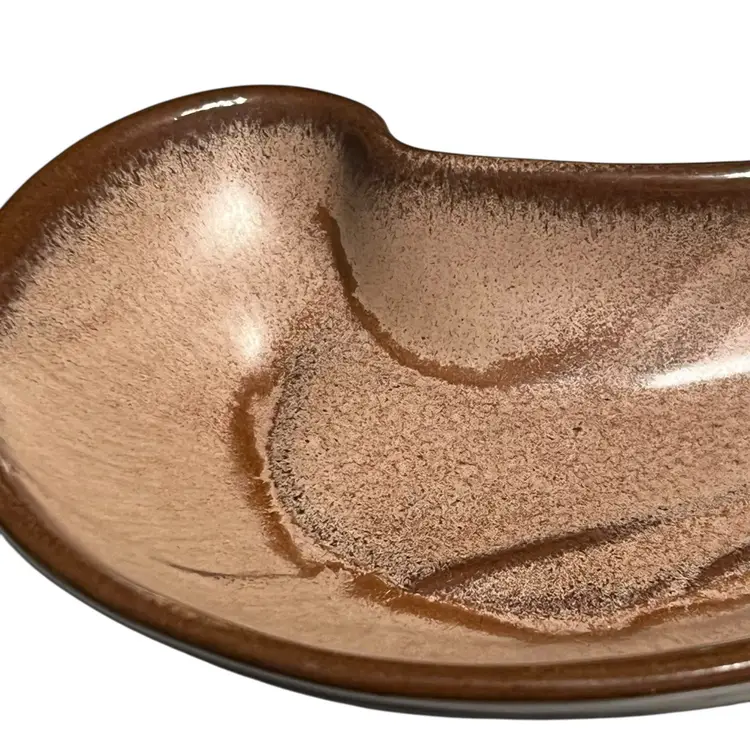 006a Frankoma Plainsman Brown Kidney Shape Trinket Dish Ashtray