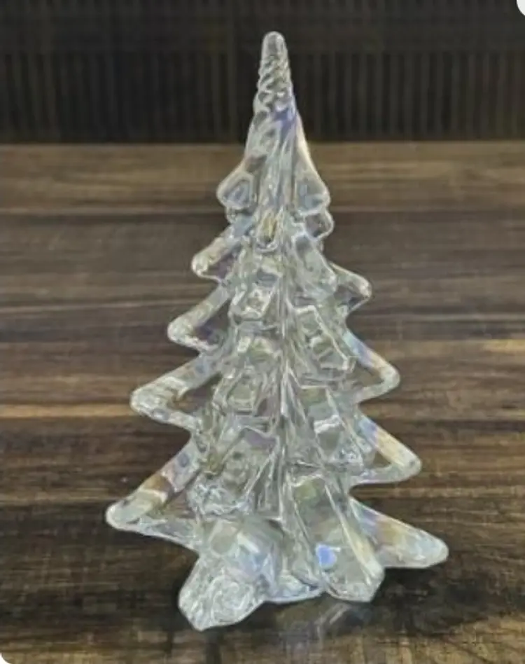 Vintage Silvestri Twisted Top Iridescent Glass Christmas Tree 6”