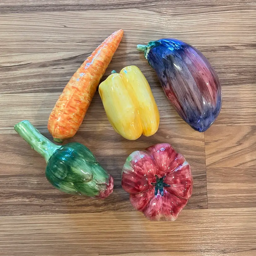 Vietri Hand Painted Italian Ceramic Vegetables Set Of 5