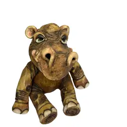 Hippopotamus Pottery Figurine With Oodles Of Charm And Personality 1991 Signed 
6”T x 6” L x 5-1/4” W