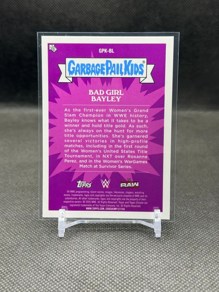 Bad Girl Bayley 2026 Topps Chrome WWE GPK Garbage Pail Kids SSP