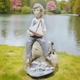 Vintage Retired Lladro Figurine Sea Fever Boy With Boat And Dog #5166. Excellent