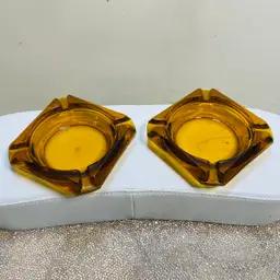 Vintage 1970s Amber Lot Of 2 Ashtray’s