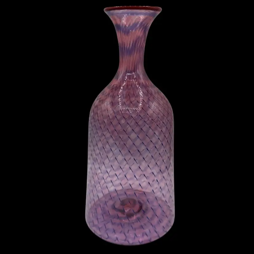 #01 Stunning! Wheaton Arts Glass Signed “Dot And Dash” Vase 12”