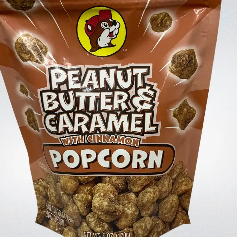 Buc-ee's Beaver Peanut Butter Caramel Popcorn Cinnamon Resealable 6 OZ. Bag