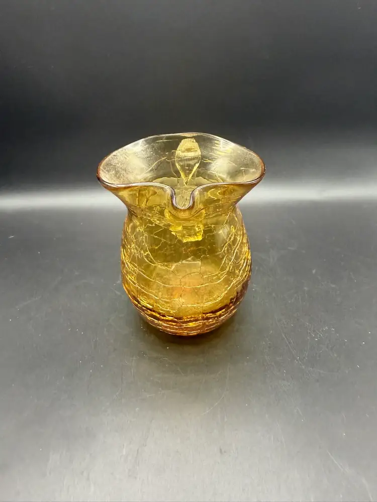 Kanawha Glass Amber Crackle Glass Pitcher