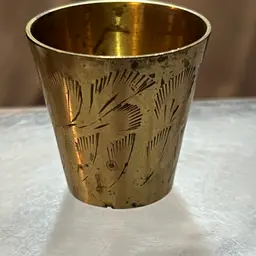 039 Small Solid Brass Cup Shot Glass 1.5" X 1.5"