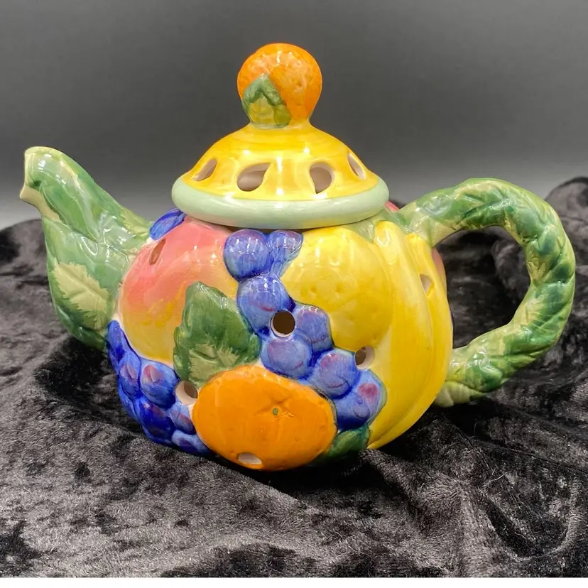 Vintage Fitz & Floyd Caribbean "Teapot" Votive Candle or Potpourri Holder