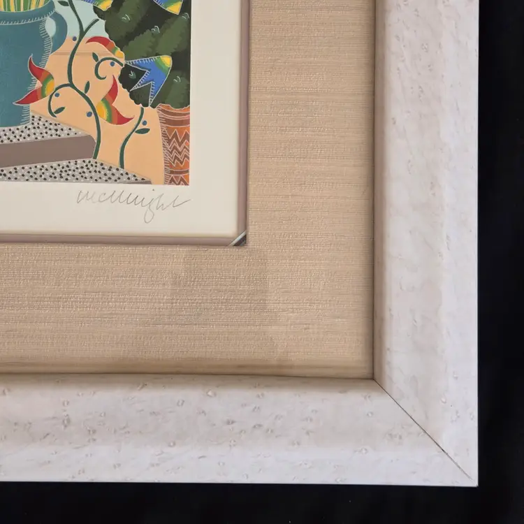 Framed Lithograph Thomas McKnight "Positano Restaurant" Limited-Edition 27"×29" Approximately