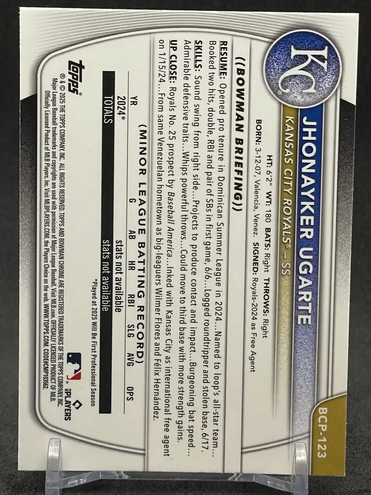 Jhonayker Ugarte 2025 Bowman Chrome Bowman 1st Mojo Refractor #BCP-123