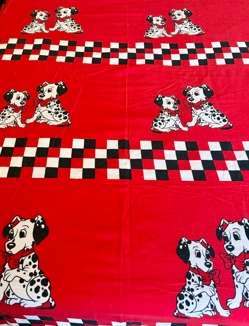Twin/Double Dalmatian Checkerboard Vintage Bedspread/Blanket