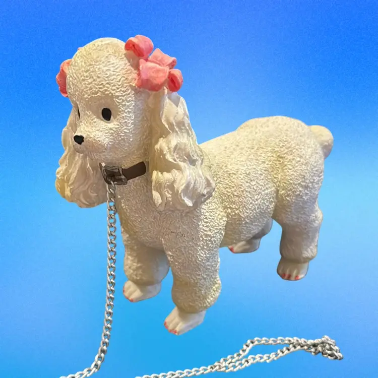 White Textured Poodle W/ Chain