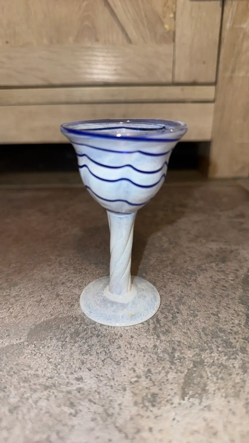 Ulrica Hydman Vallien Kosta Boda Artist Collection Miniature Goblet 3.5” tall
