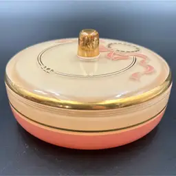 #01 Vintage DeVilbiss Glass Powder, Puff Dish With Cover