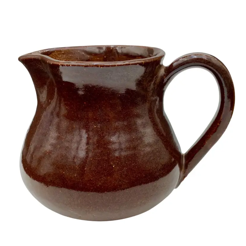 Vtg. ('80) Ruth Dryer Studio Pottery Pitcher/Creamer, Red Clay, Chocolate Brown