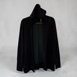 GAIAM Black Hooded Open Front Cardigan Thumb Holes Sz S Athleisure Lounge Soft