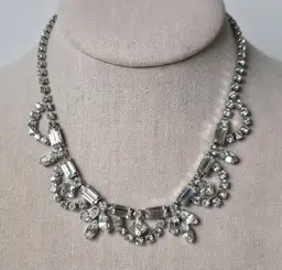 Vintage Weiss Clear Rhinestone Choker Necklace Formal Bridal