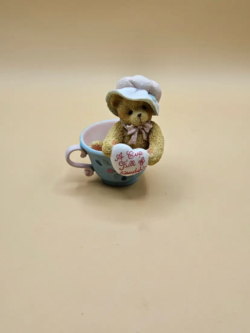 1994 Enesco Madeline Resin 3.75"H Teddy Bear in Teacup