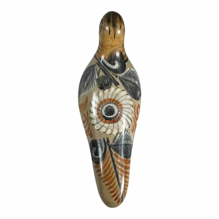 Vintage Tonala Mexican Pottery Dove Folk Art Floral Pigeon 6 In Tall
