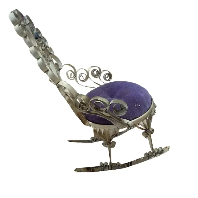 Old Tin Can Purple Rocking Chair Pin Cushion