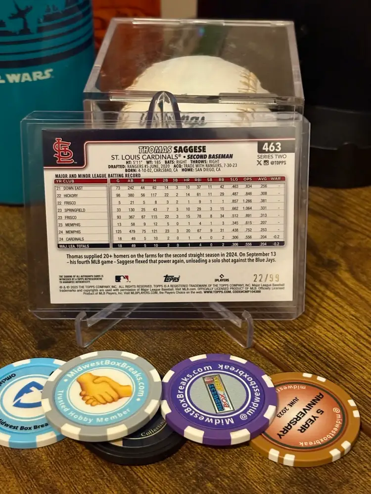 2025 Topps Series 2 Thomas Saggese RC Auto/Green Foil /99