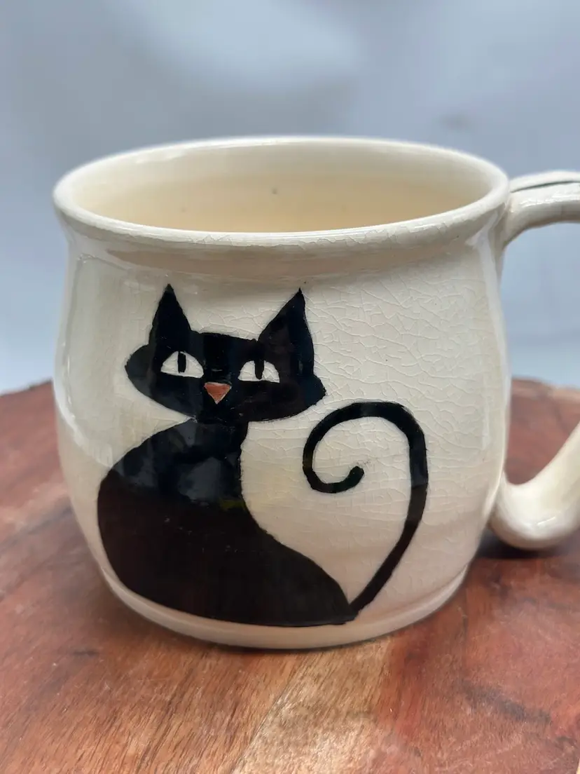 Sasha Cat Kitten Feline Pottery Coffee Mug Handmade Signed
