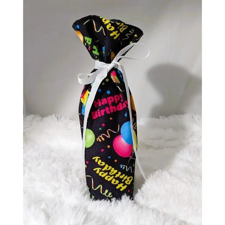 Handmade Wine Bottle Gift Bag - Happy Birthday