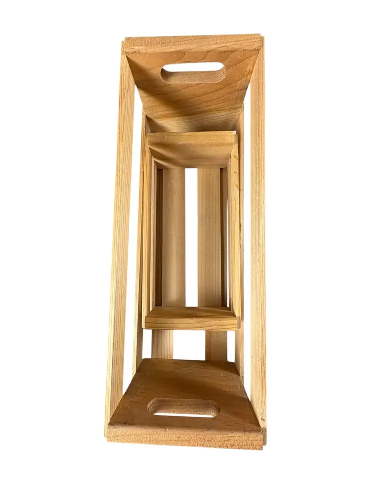 Set of 2 Napa Valley Wooden Media Crates DVD & Cassette Storage Boxes