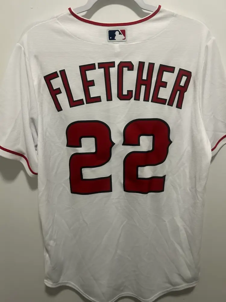 New-Authentic Angels David Fletcher Home Opener White Jersey M $175
