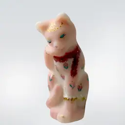 Fenton Paperweight/Figurine Art Glass Pink Burmese Satin Grooming Cat W/Scarf Limited Edition #110/350 Signed M Young
4-1/8” T x 2” W