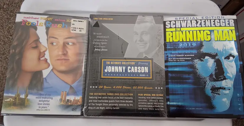 DVD Collection: Fools Rush In, Johnny Carson, The Running Man all New