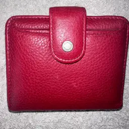 Vintage Buxton Options Red Genuine Leather Bifold Zippered Coin Purse