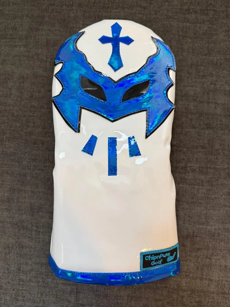 ChipnPutt Golf “Luchador  White & Blue” Driver Headcover , Handmade. Ships next Day