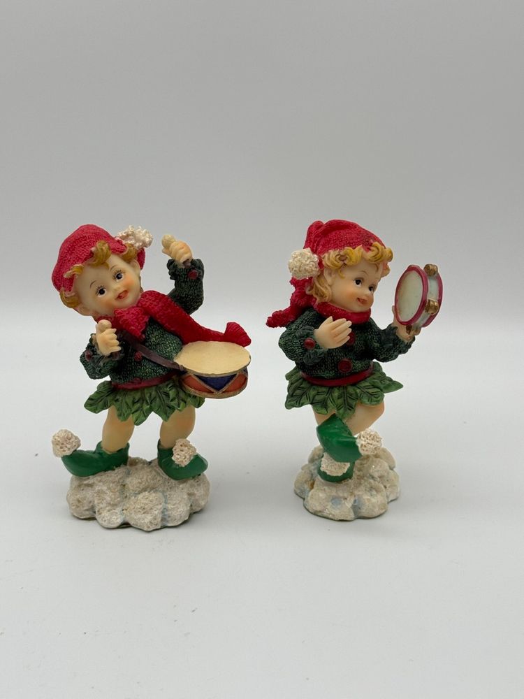 Vintage K’s Collection Christmas Figurines Playing Music, set of 2 children