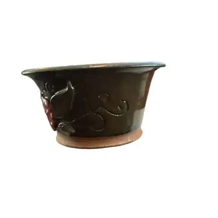 Pottery Planter with Floral/design. Seems to be Homemade. Primitive.(B)