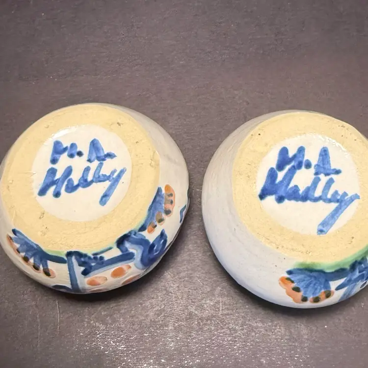 M.A. Hadley Mini Creamer & Sugar Bowl Set – Cow & Pig Motif - Hand Painted - Mini Folk Art