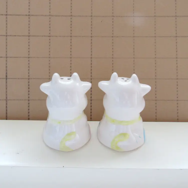 White Cows in Shorts Salt and Pepper Shaker Set