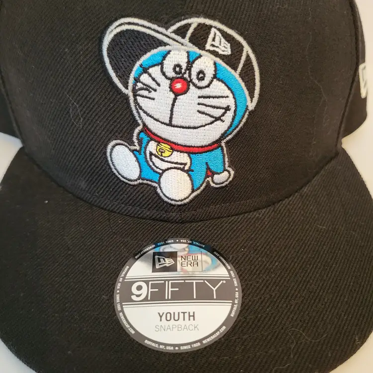 Doraemon New Era Snapback Baseball Cap Hat 9FIFTY Youth Black 100% Wool Anime Manga
