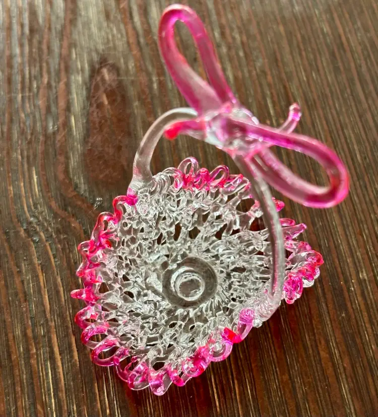 GLOWS ORANGE!!! Spun Glass Mini Basket 3”