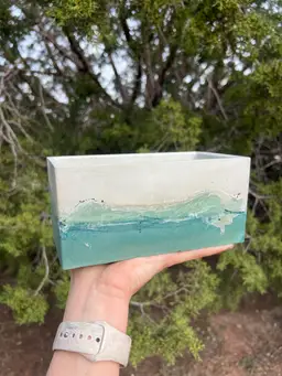 7” Seafoam Ocean Rectangle Concrete Planter